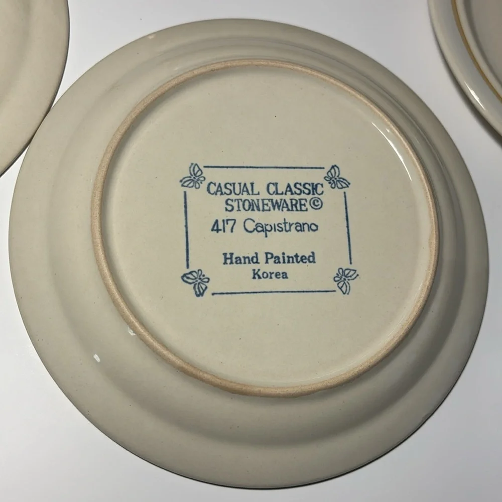 Dessert Lunch Plates Stoneware Casual Classic Daffodils Hand Painted Korea SO 4